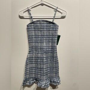 Wild Fable Women’s Smocked Bodycon Mini Tube Dress Slate Blue Plaid Size XXS NWT